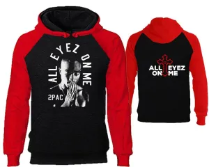 All Eyes On Me Raglan Hoodie with Extendend Back Design, Hip-Hop R&B Inspired Hoodie