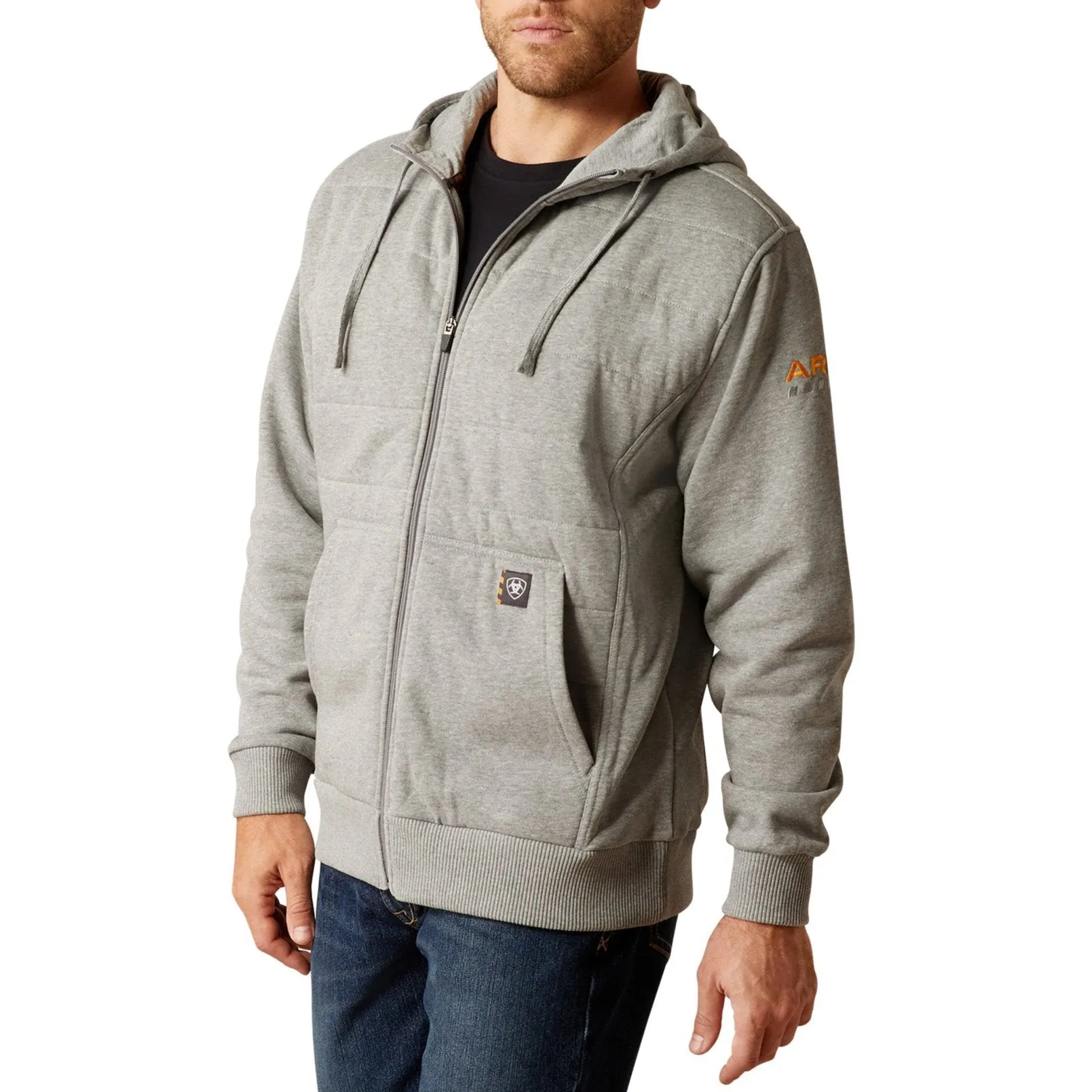 Ariat Men's Rebar All-Weather Grey Insulated Full Zip Hoodie 10052079