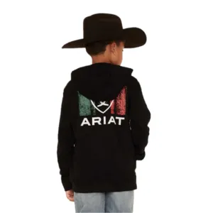 Ariat® Youth Shield Mexico Black Hooded Sweatshirt 10042599