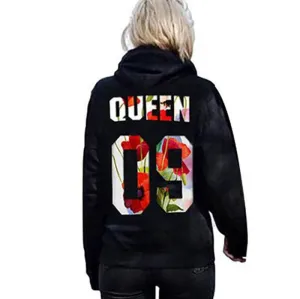 Back Letter Print Queen King Hooded Lover???s Hoodie