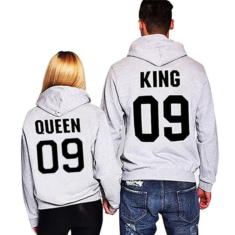 Back Letter Print Queen King Hooded Lover???s Hoodie