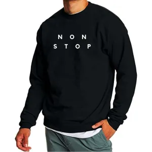 Black Crewneck Sweatshirt for Men Regular Use - Non Stop