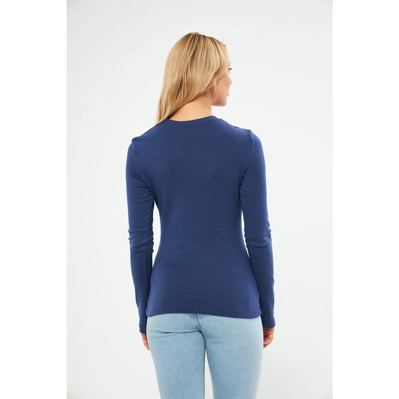 Blue Keyhole Rib Top