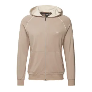 BOSS Contrast Logo Beige Zip Hoodie