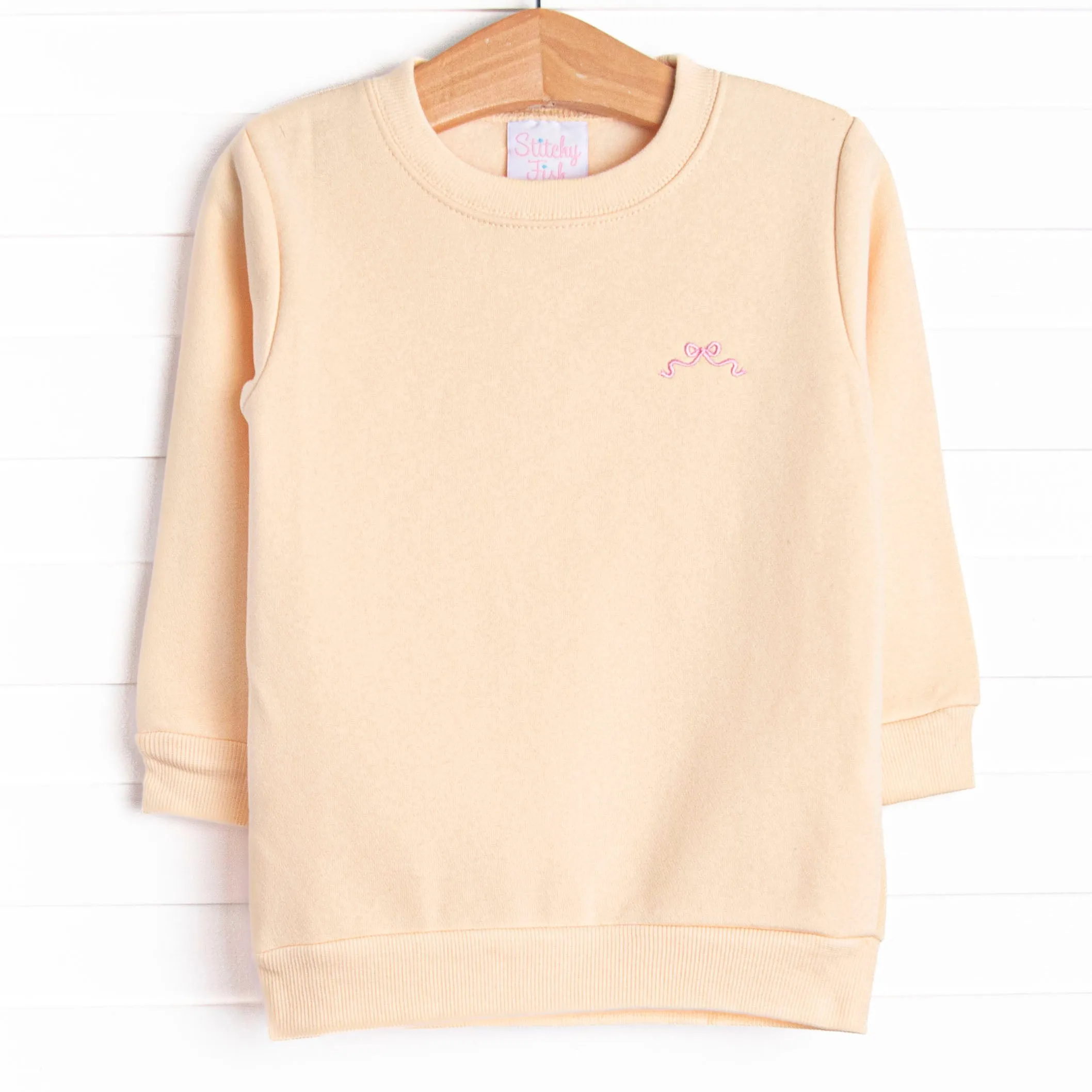 Bow Embroidered Sweatshirt, Cream