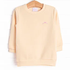 Bow Embroidered Sweatshirt, Cream