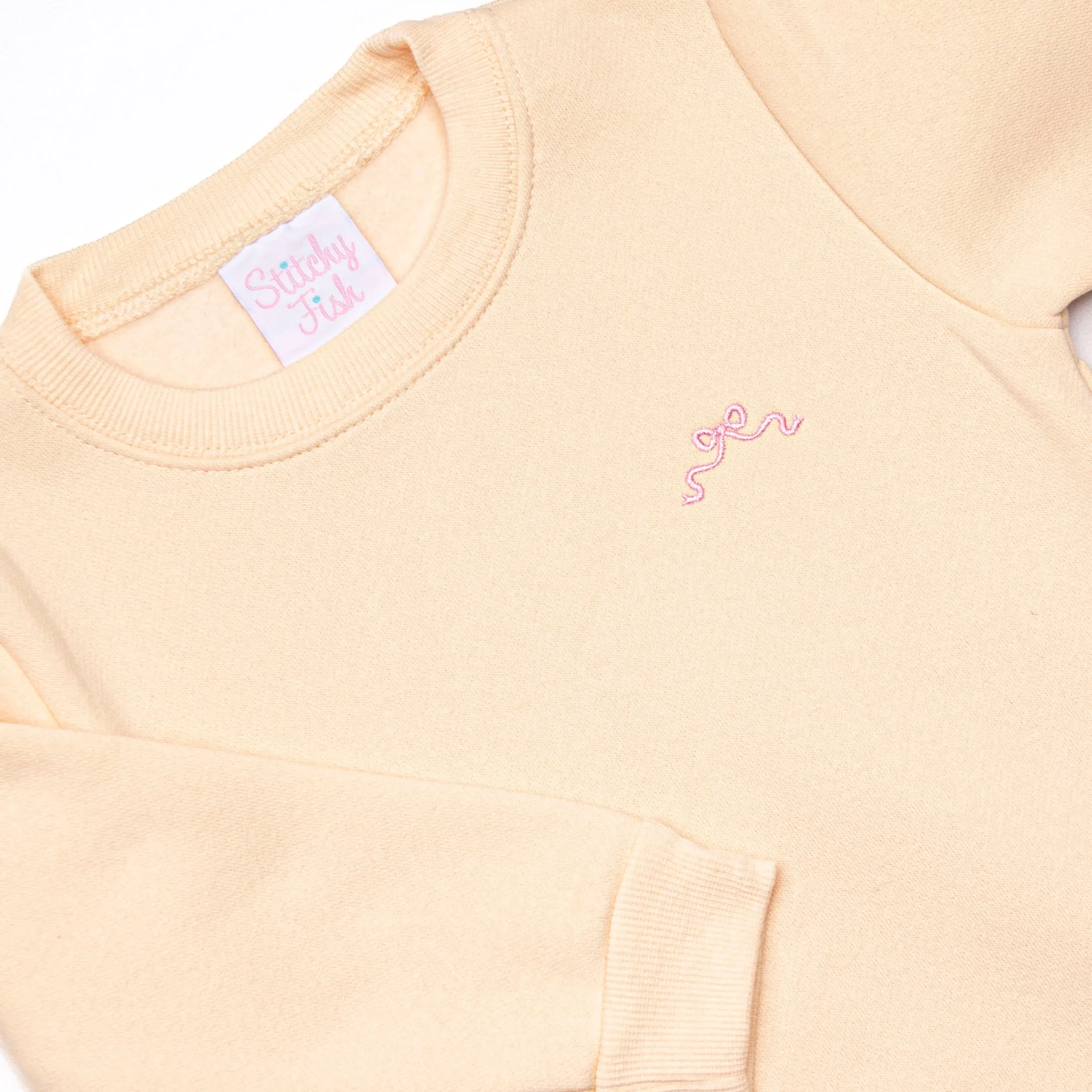 Bow Embroidered Sweatshirt, Cream