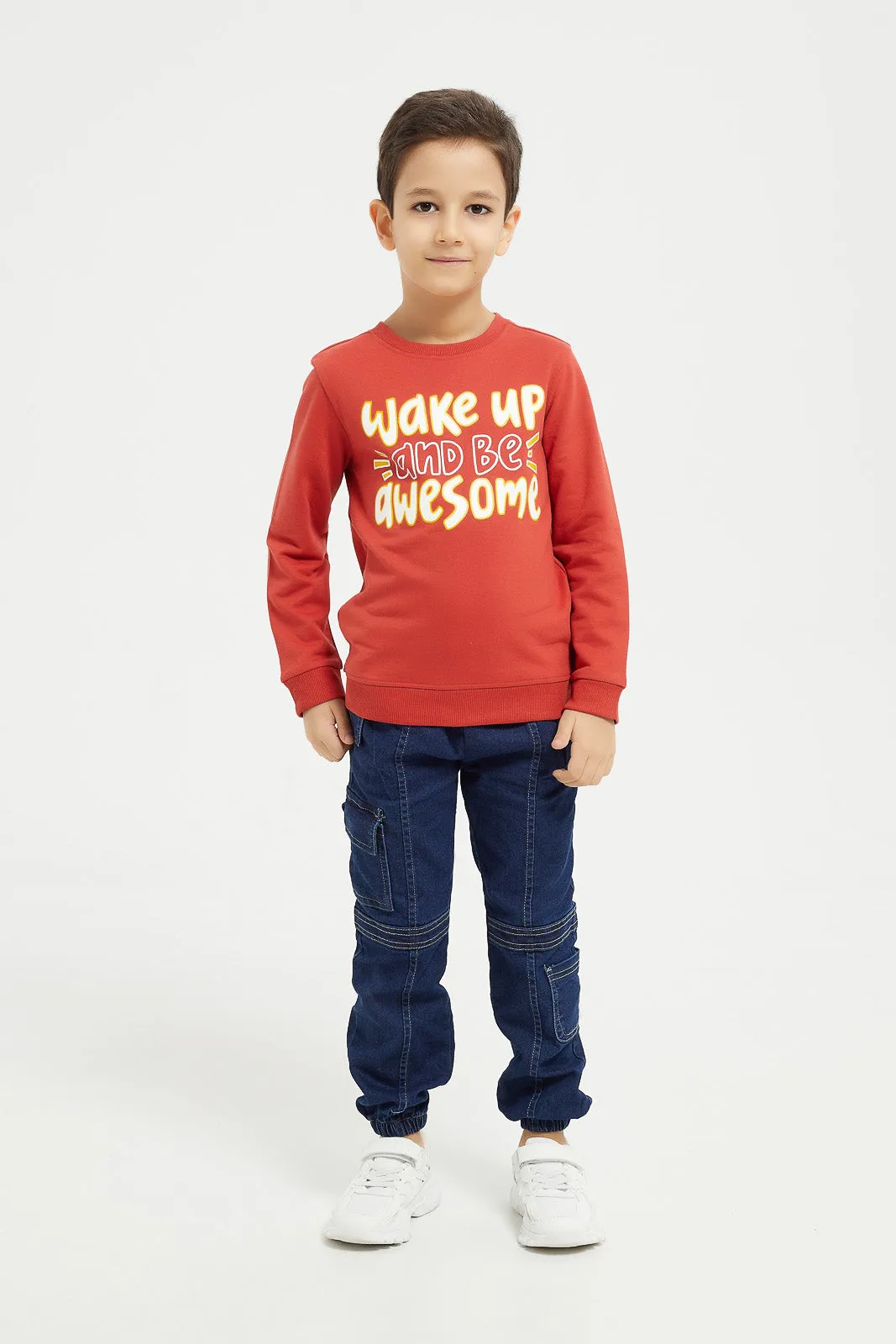 Boys Burgundy Awesome Print Sweatshirt