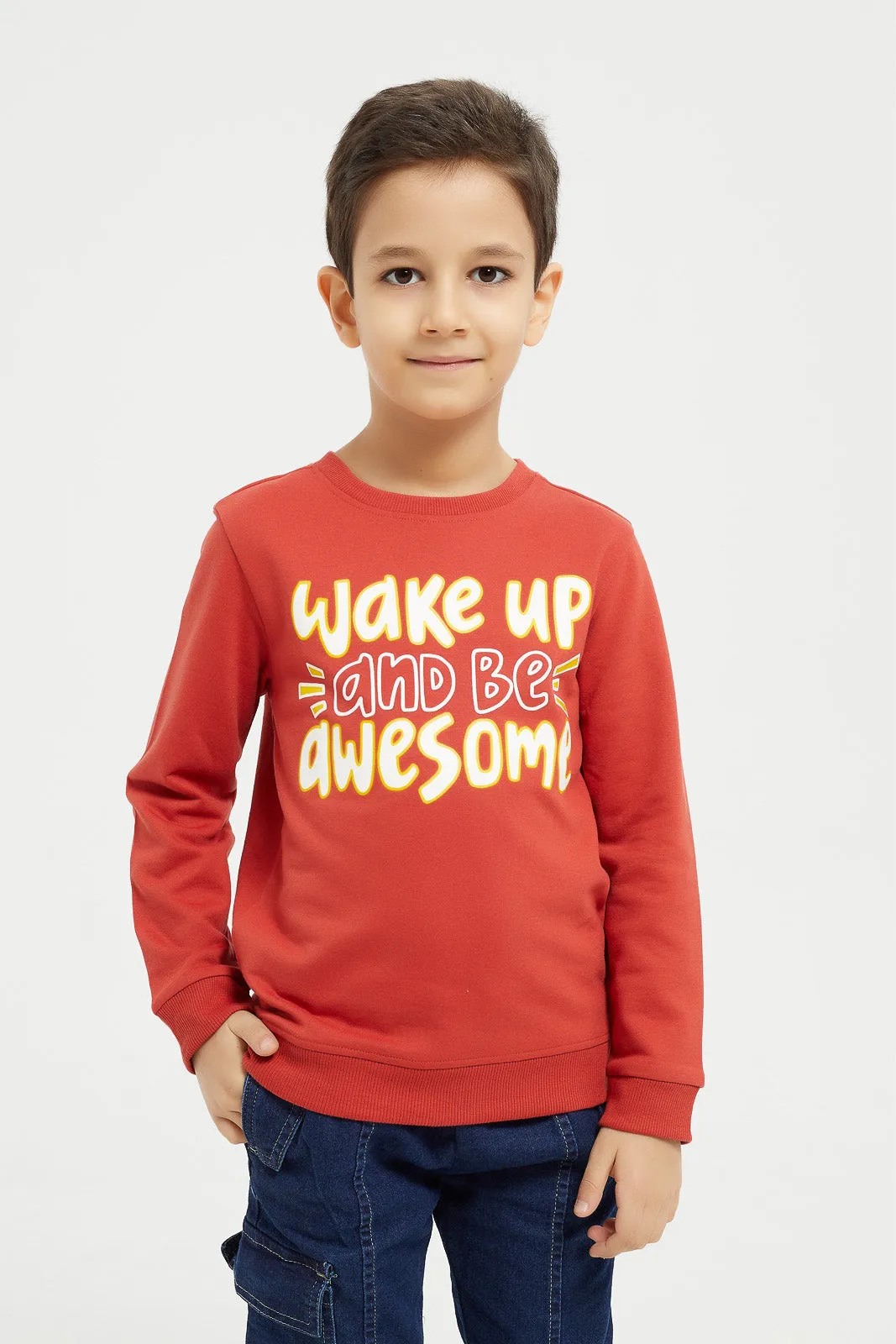 Boys Burgundy Awesome Print Sweatshirt