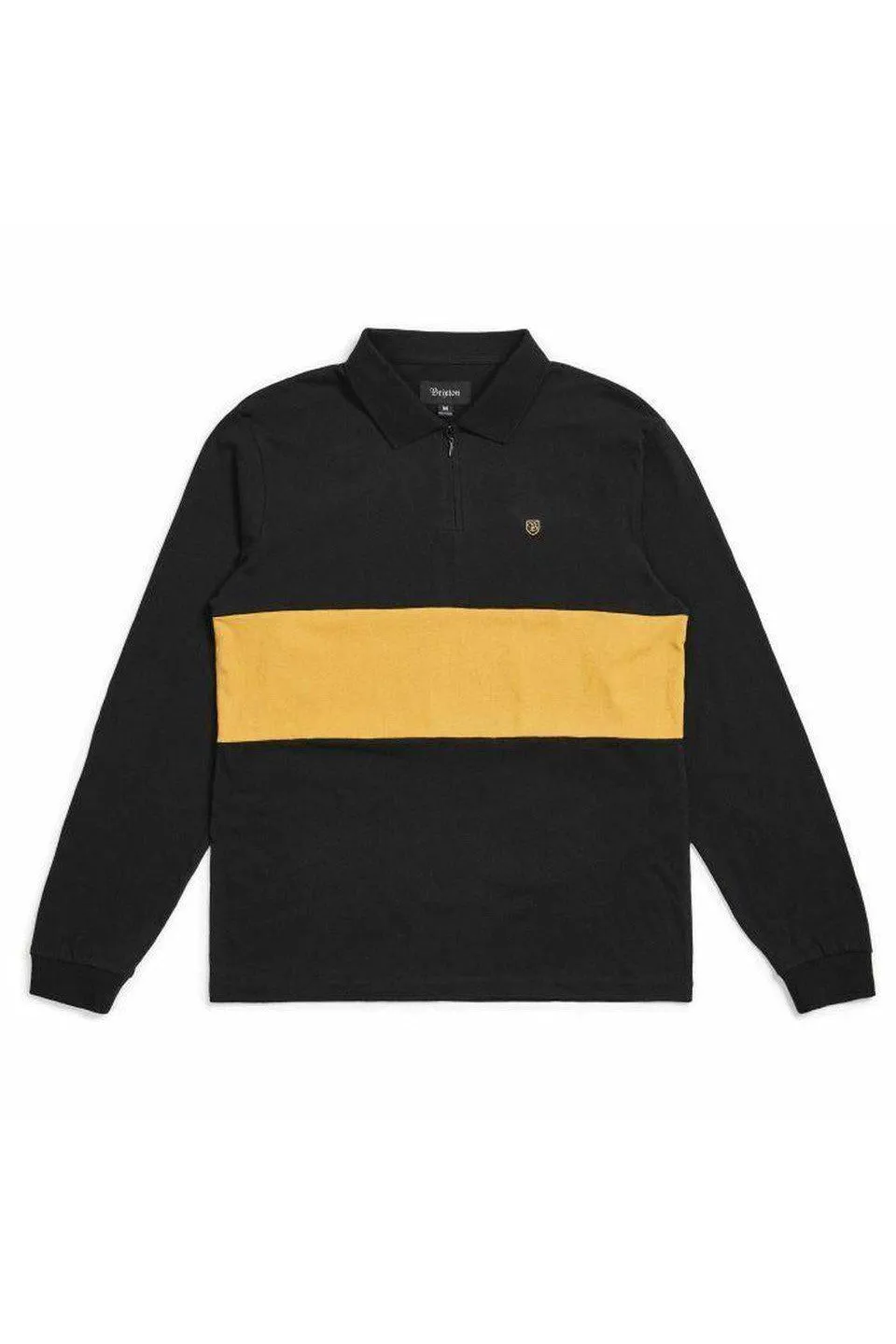 Brixton Hunt Quarter Zip Knit Polo Pullover in Black