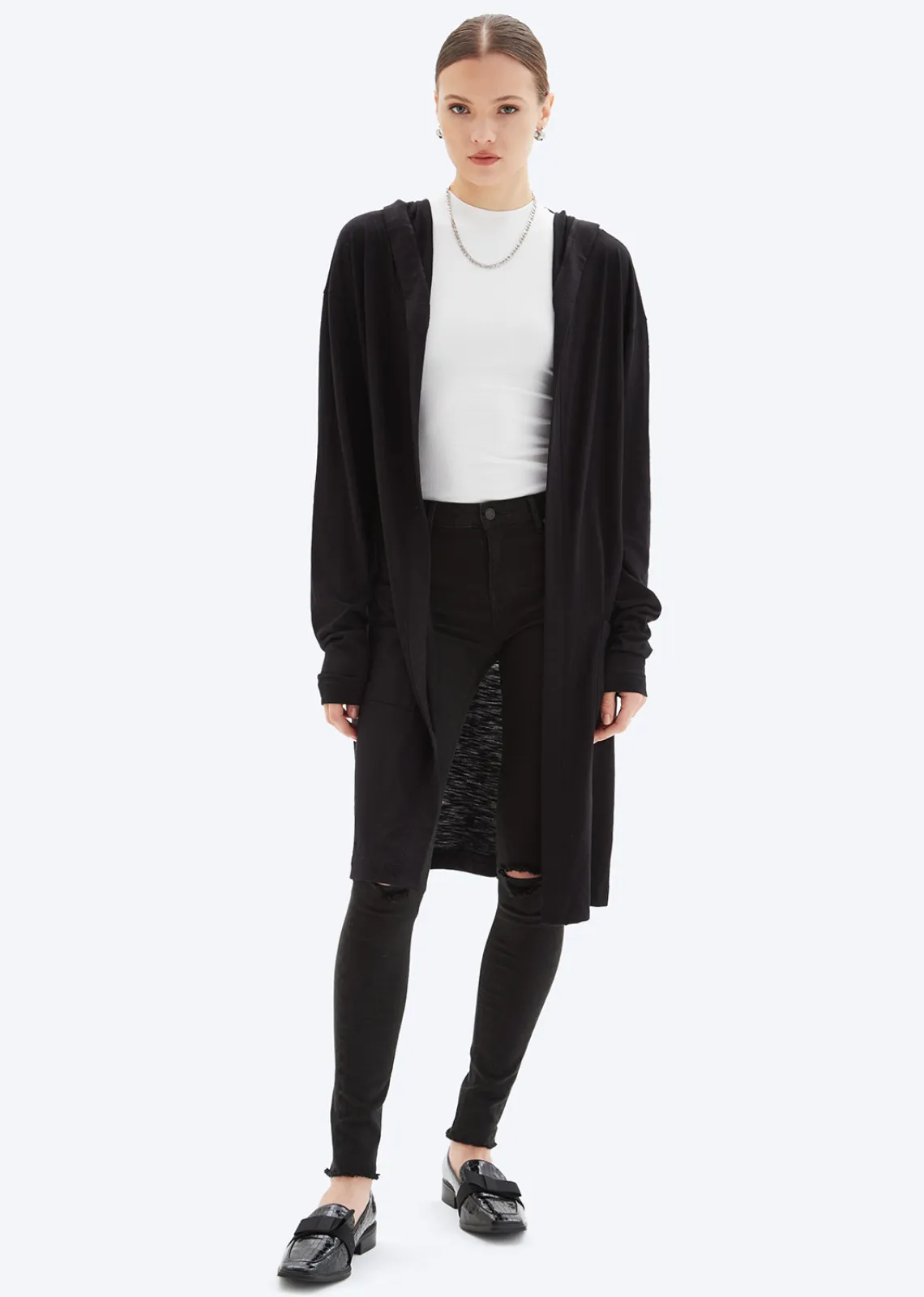 CHRLDR Valery- Hooded Cardigan- Black