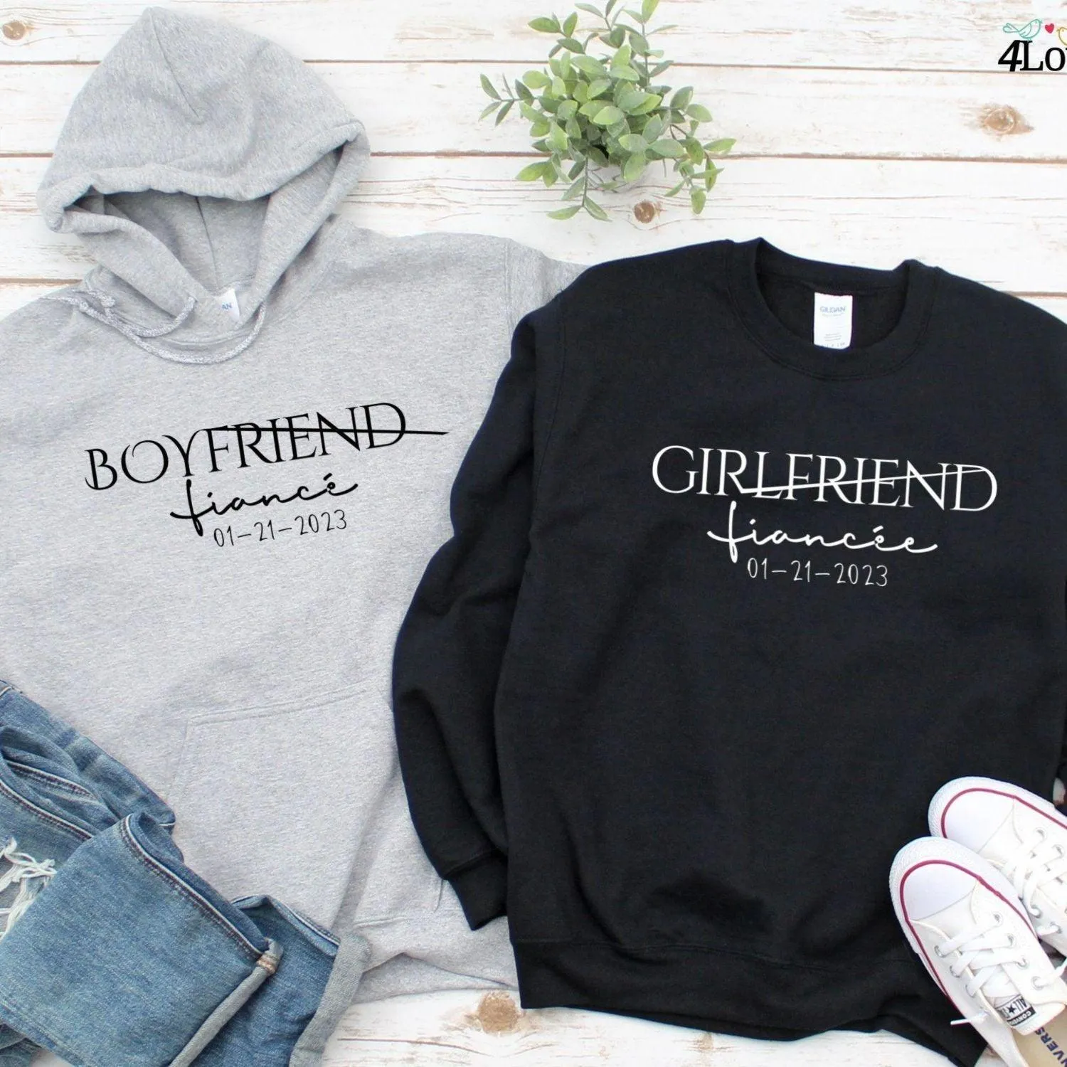 Custom Date Engagement Matching Outfits - Unique Fiance Gifts, Couple Sets for Bf & Gf