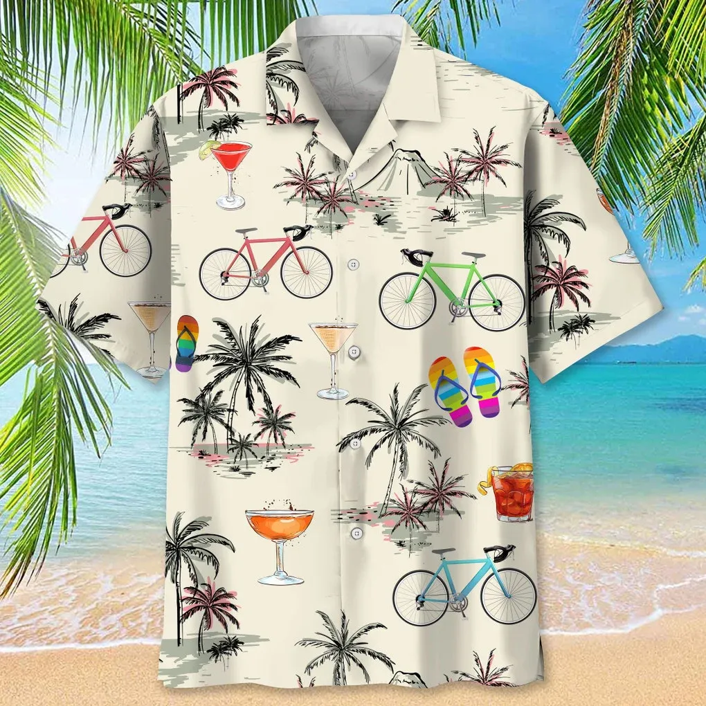 Cycling Beach Coconut Hawaiian Shirt, Beach Aloha Cycling Hawaii Shirt