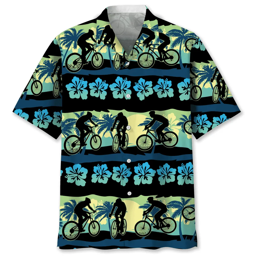 Cycling Flower Tropical Hawaiian Shirt, Best Shirt for Cycling Men Women