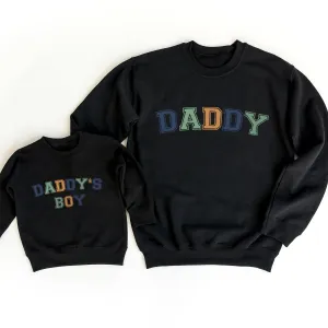 Daddy & Daddy's Boy Multi Block Matching Black Sweatshirts