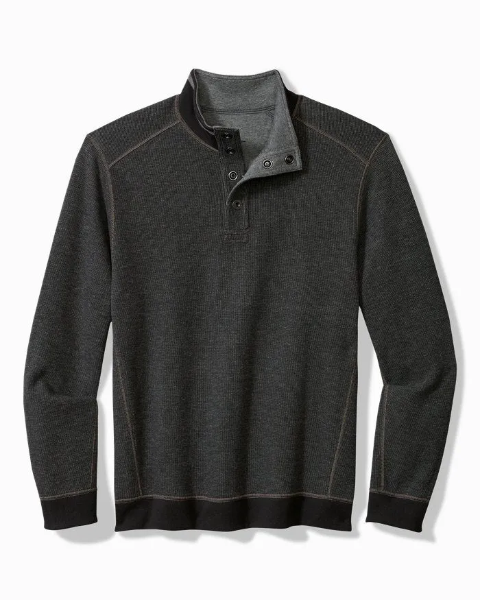 Flip Coast Reversible Snap Mock Sweatshirt in Ash Grey Heather by Tommy Bahama