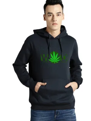 Full Sleeve WEED Print Hooded Sweatshirt For Mens