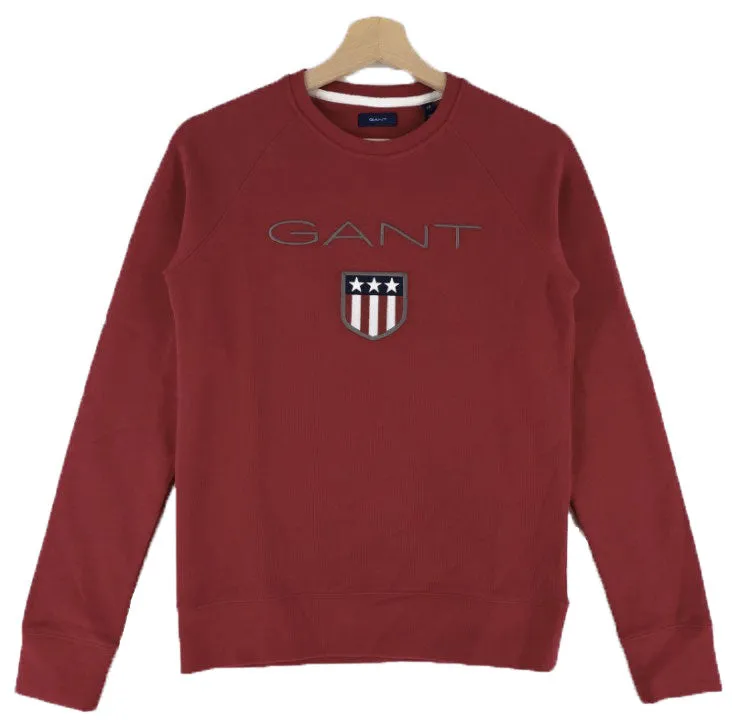 GANT Men's Dark Red Shield Crew Neck Sweatshirt 2046004 Size Medium