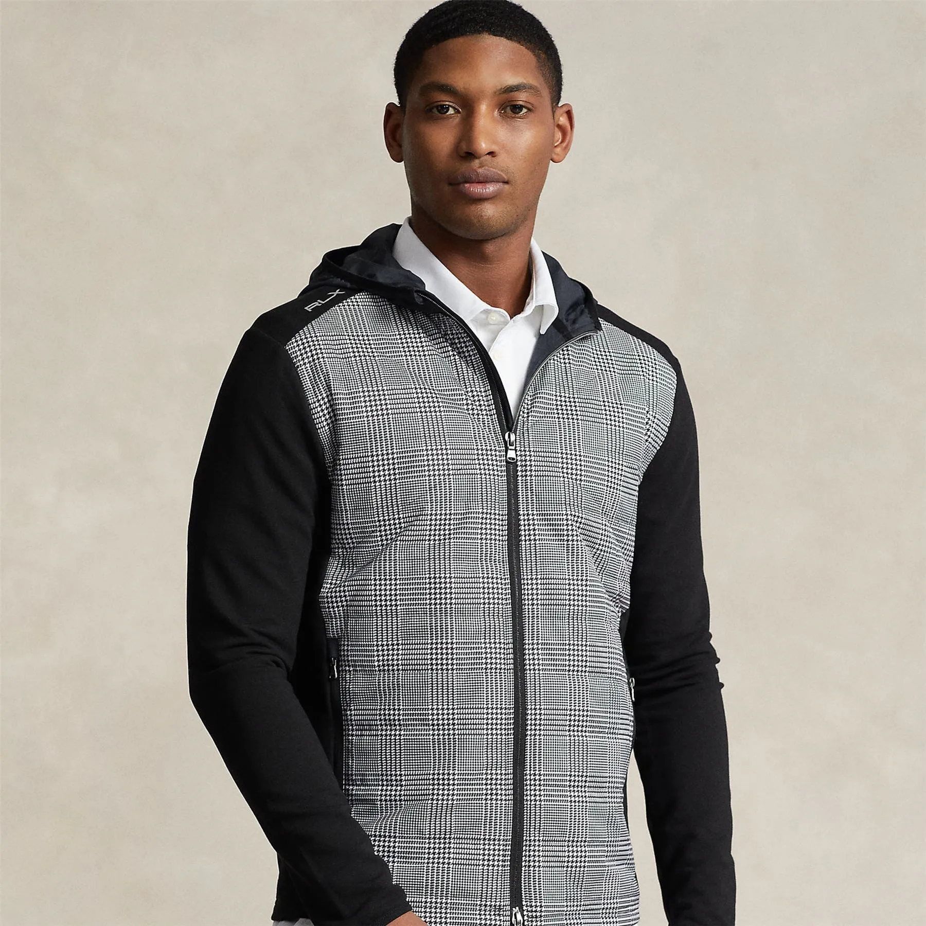 Glen Plaid Hybrid Hooded Jacket Polo Black/Crisp Glen - SS24