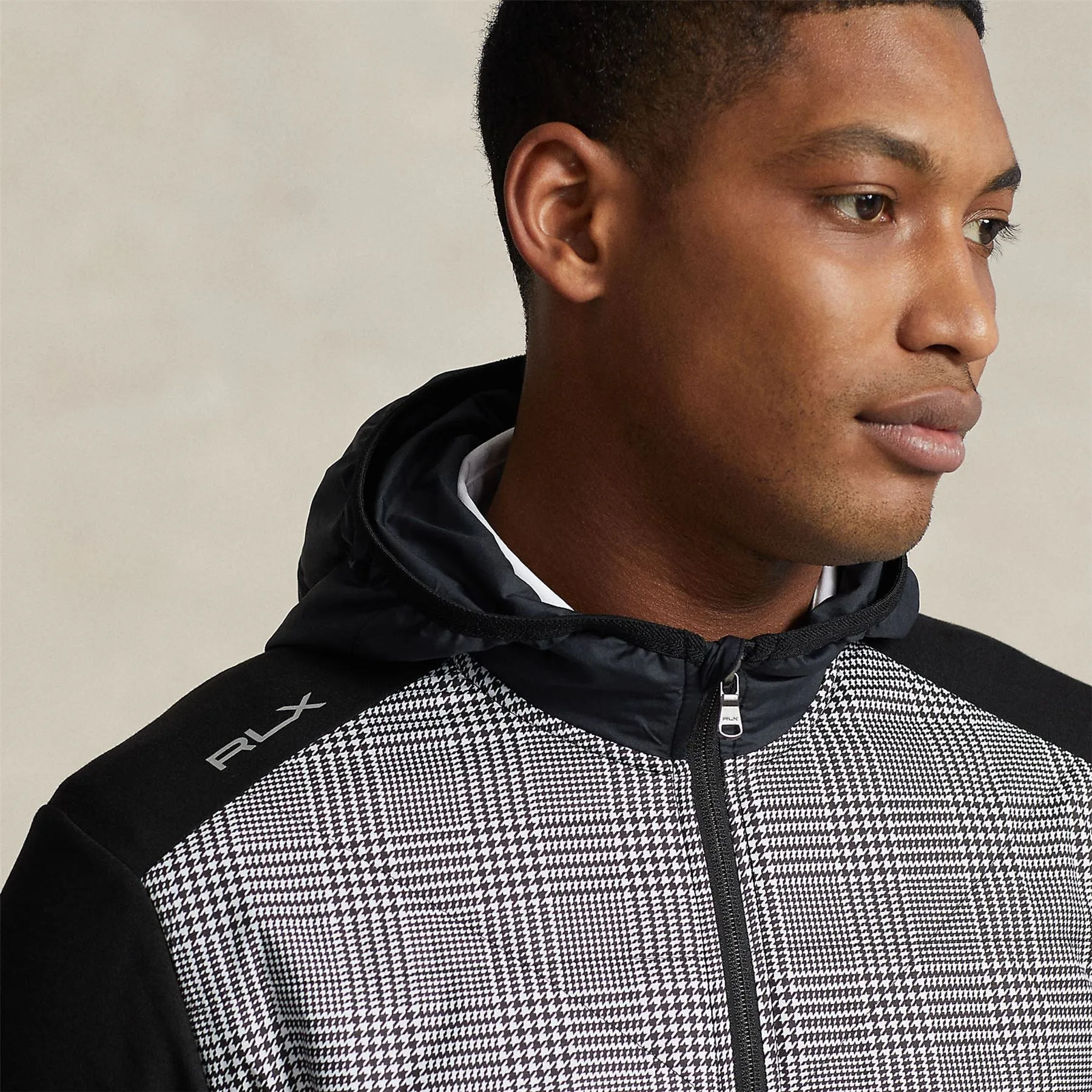 Glen Plaid Hybrid Hooded Jacket Polo Black/Crisp Glen - SS24