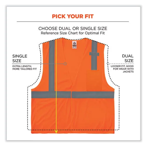 Glowear 8210hl Class 2 Economy Mesh Hook And Loop Vest, Polyester, Large/x-large, Orange, Ships In 1-3 Business Days