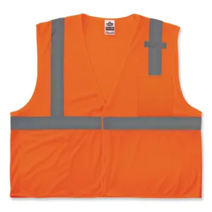 Glowear 8210hl Class 2 Economy Mesh Hook And Loop Vest, Polyester, Large/x-large, Orange, Ships In 1-3 Business Days