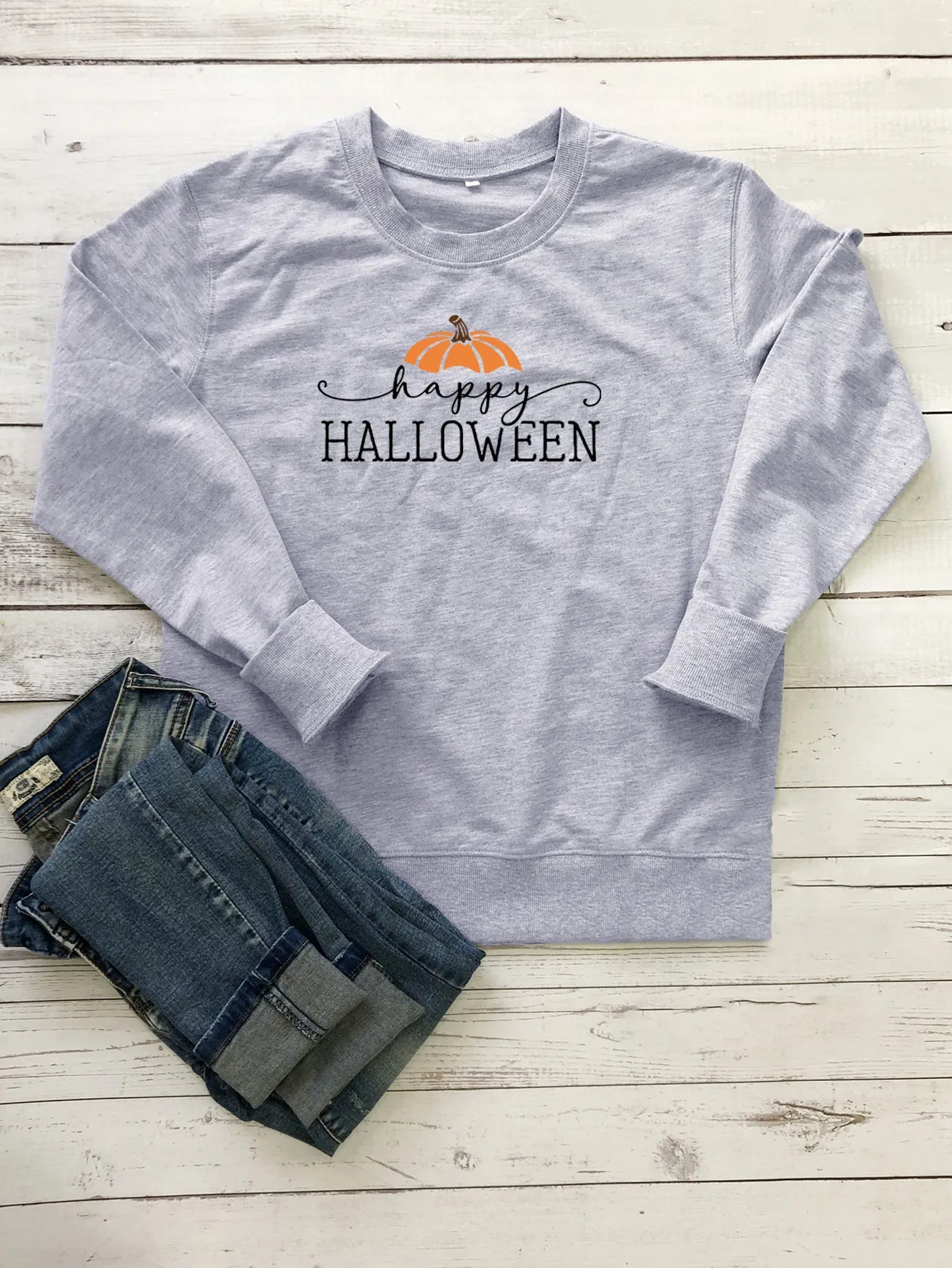 Halloween Pumpkin Alphabet Print Sweatshirt Female Wholesale