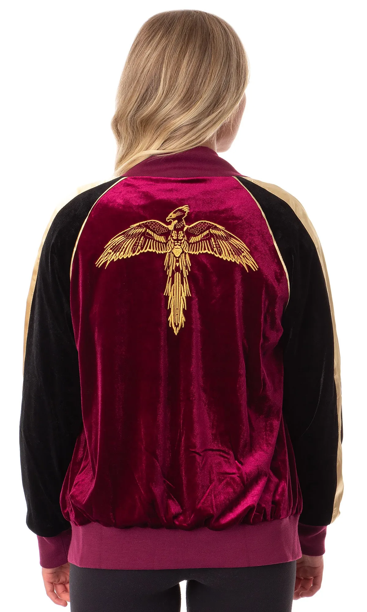 Harry Potter Womens' Magical Creatures Bomber Velour Zip-Up Jacket