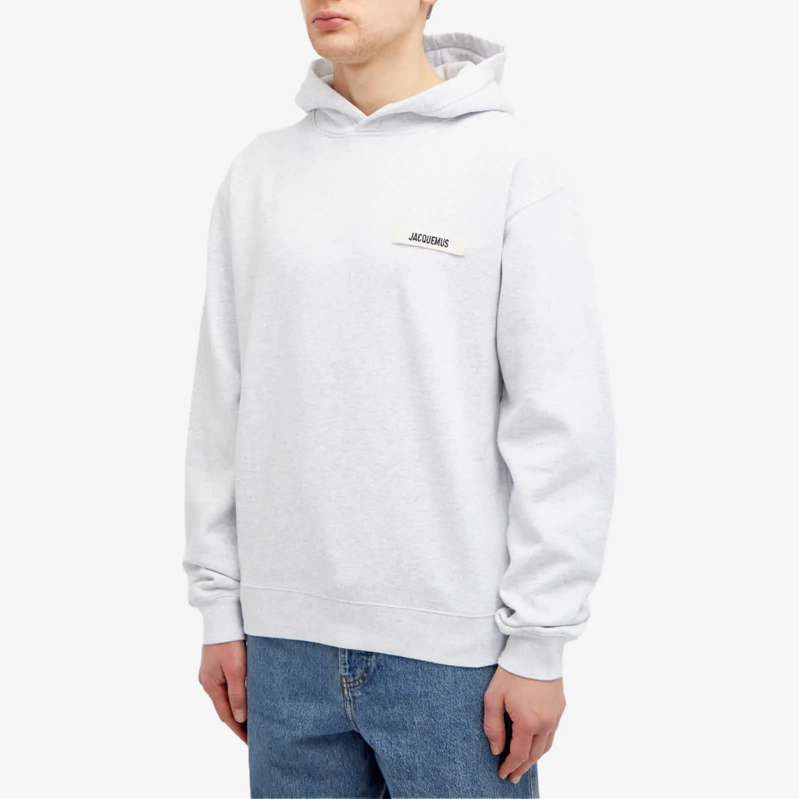 Jacquemus Gros Grain Logo Hoodie, gray