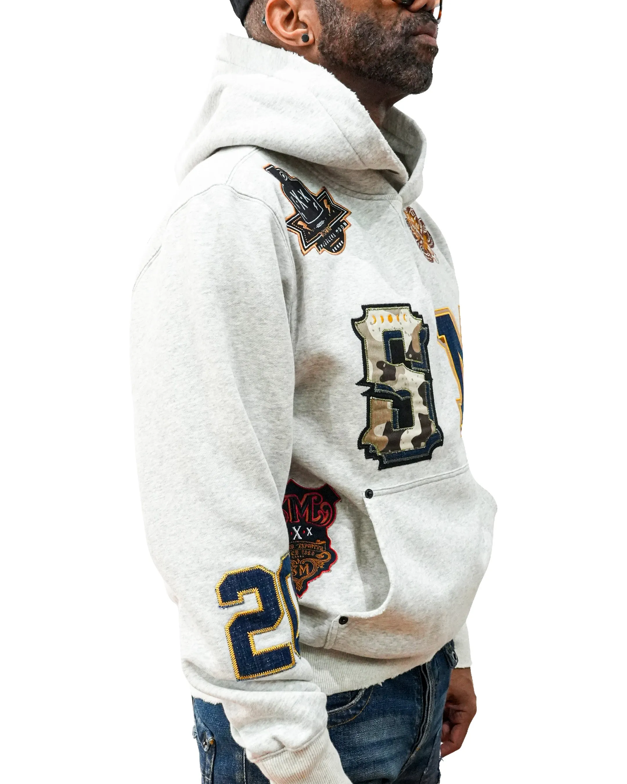 Label Larceny Embroidered Knit Heather Grey Hoodie