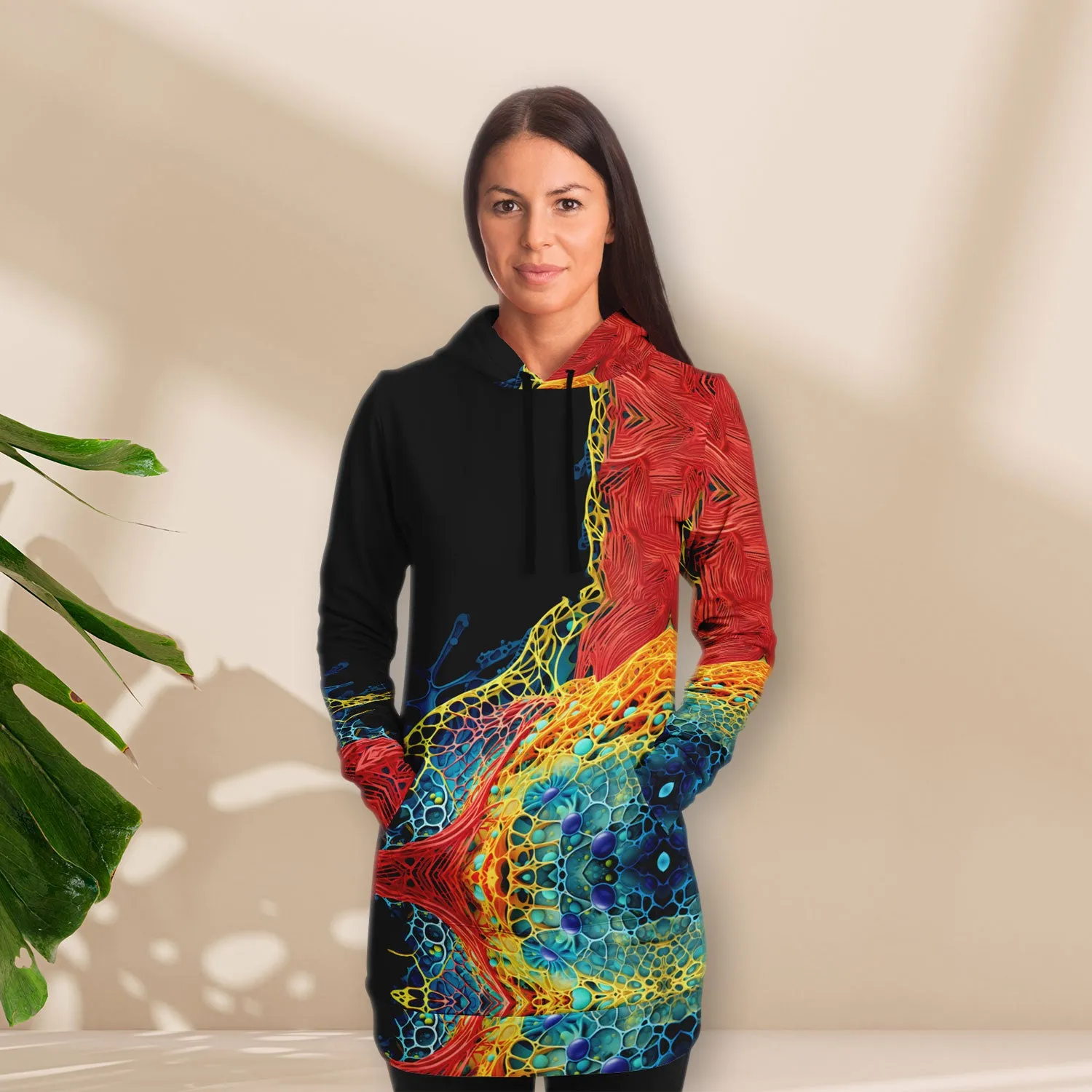 Longline Hoodie Tropical Cells