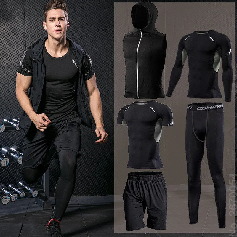 Men Running Compression Sportswear Suit Football Basketball Cycling Fitness Sport Tight Sweatshirt Clothing Set Outdoor Hoodies