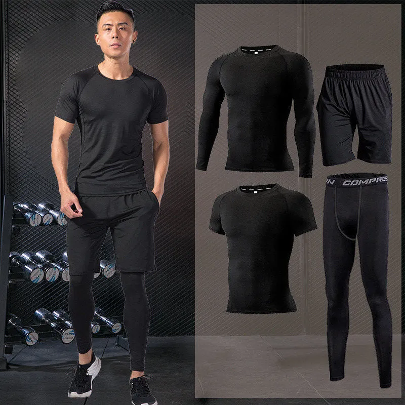 Men Running Compression Sportswear Suit Football Basketball Cycling Fitness Sport Tight Sweatshirt Clothing Set Outdoor Hoodies