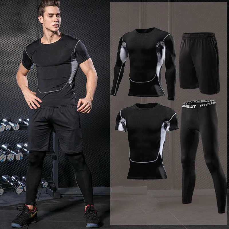 Men Running Compression Sportswear Suit Football Basketball Cycling Fitness Sport Tight Sweatshirt Clothing Set Outdoor Hoodies