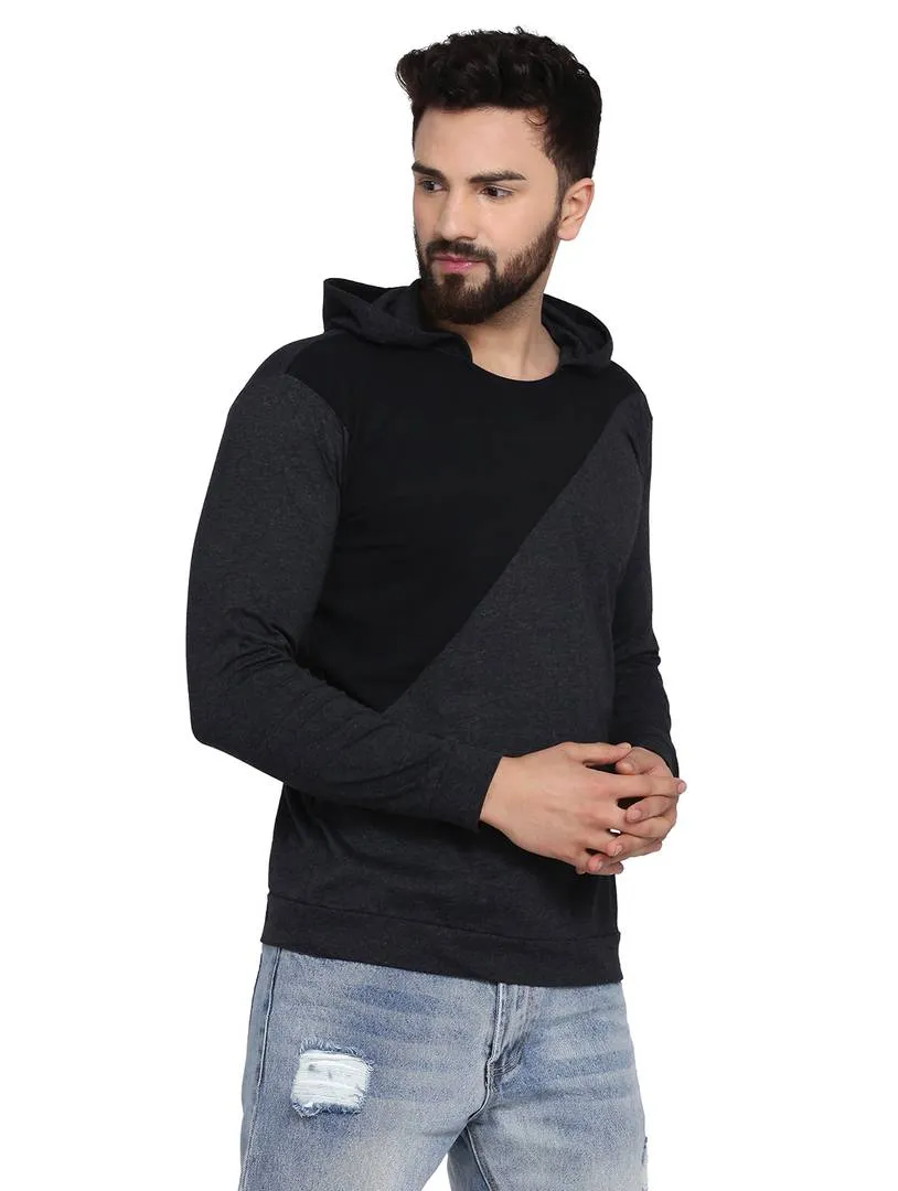 Men's Dark Grey Cotton Blend Hoodie with Cross Styling