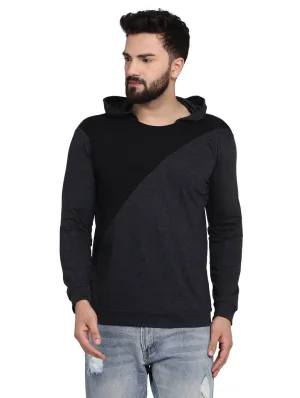 Men's Dark Grey Cotton Blend Hoodie with Cross Styling