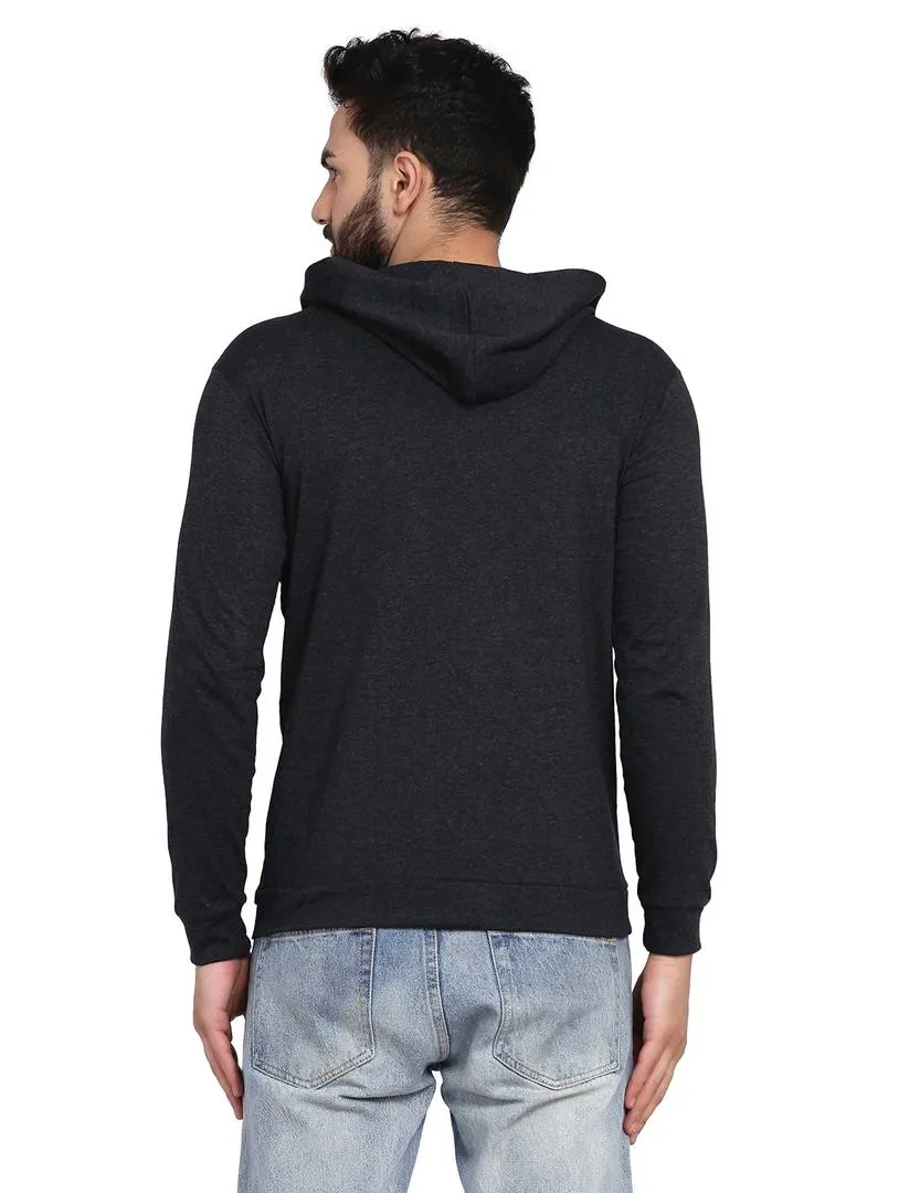 Men's Dark Grey Cotton Blend Hoodie with Cross Styling