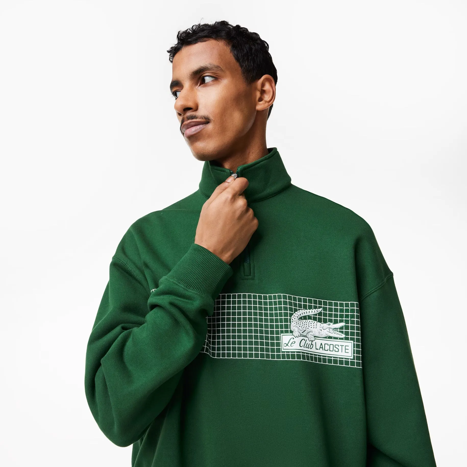 Men’s Lacoste Zip Neck Loose Fit Organic Cotton Sweatshirt