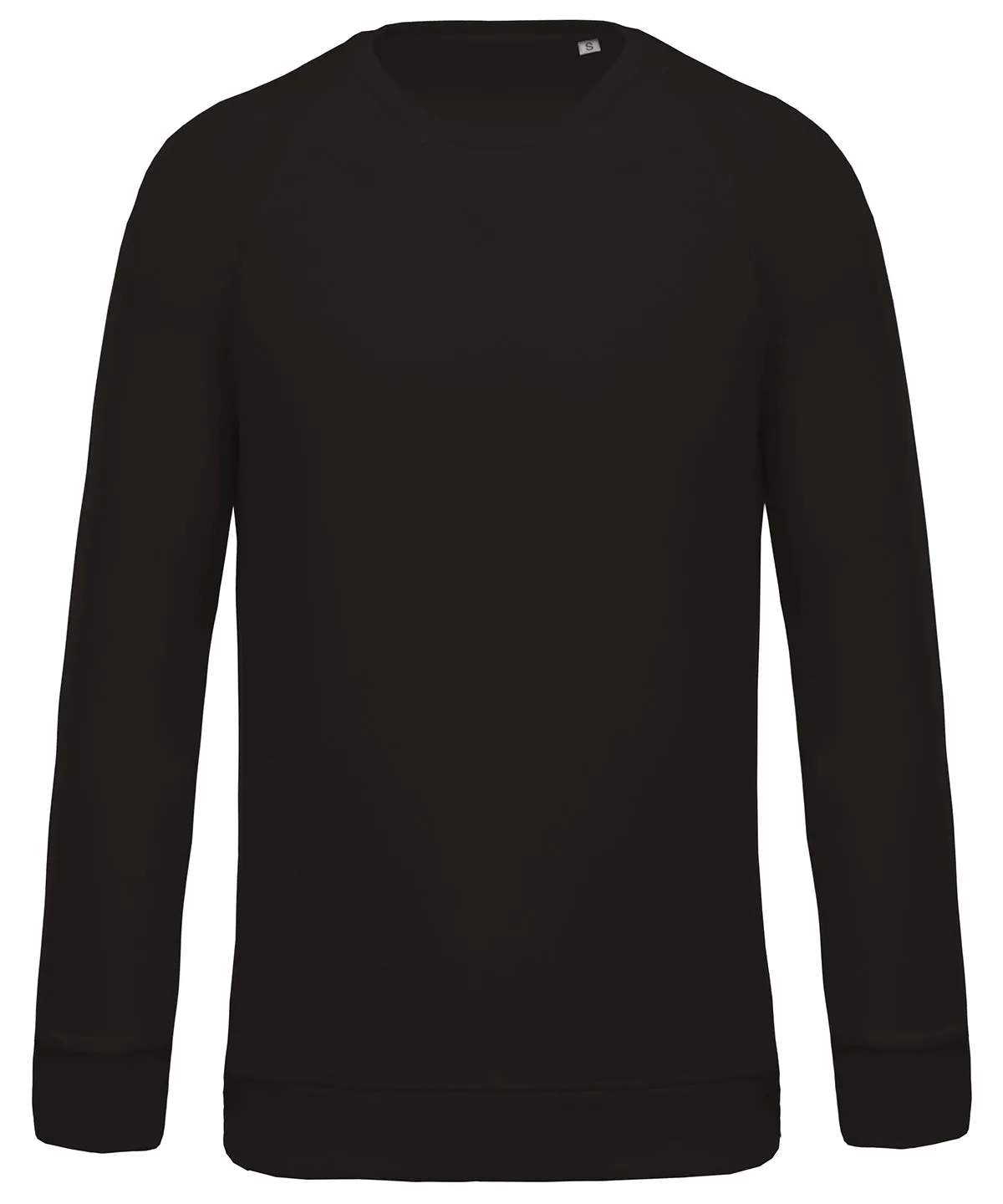 Mens organic cotton crew neck raglan sleeve sweatshirt | Black