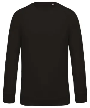 Mens organic cotton crew neck raglan sleeve sweatshirt | Black