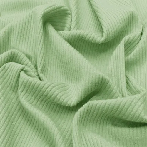 Mint Green Famous Make 4x2 Ribbed Stretch Yoga Wear Fabric