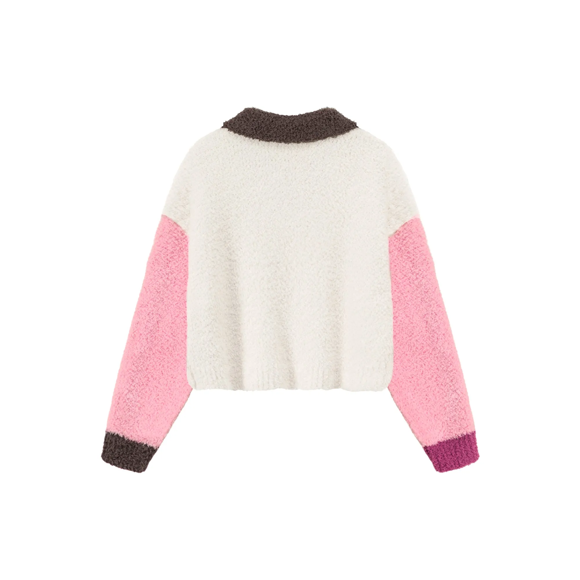 Multi Color Fluffy Half-Zip Knit Sweatshirt