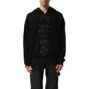 Multi Logo Zip-Up Hoodie in Black