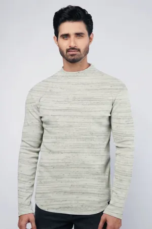 Offwhite Textured Mockneck Sweatshirt