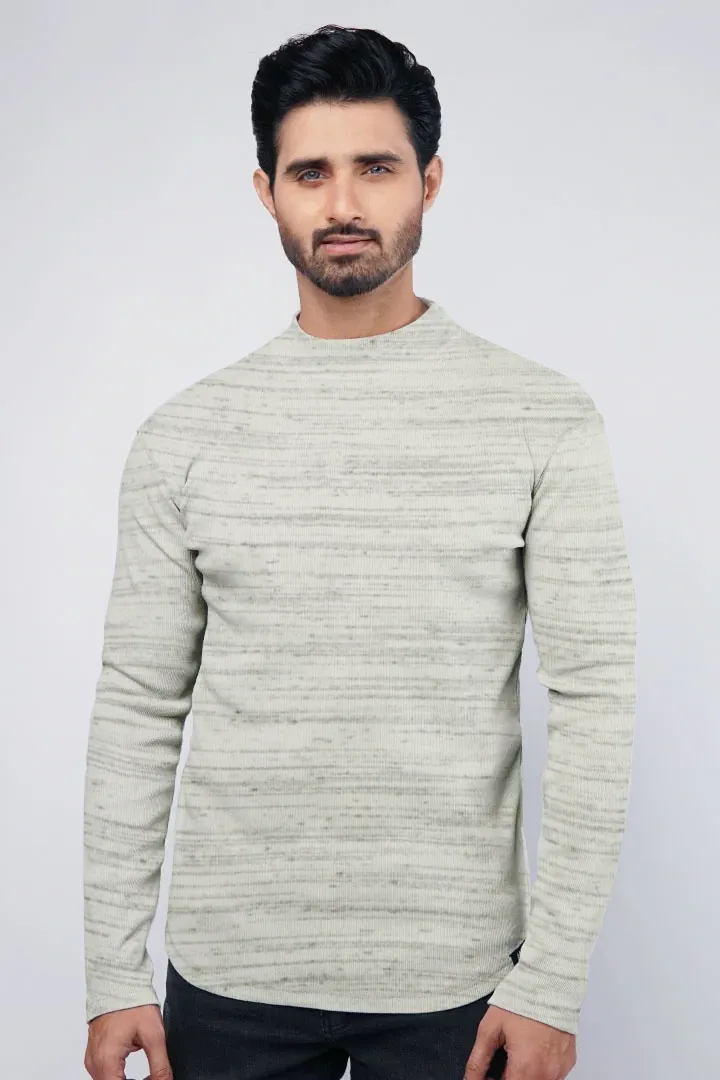 Offwhite Textured Mockneck Sweatshirt