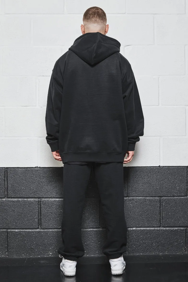 OVERSIZED FIT HOODIE - BLACK ON BLACK