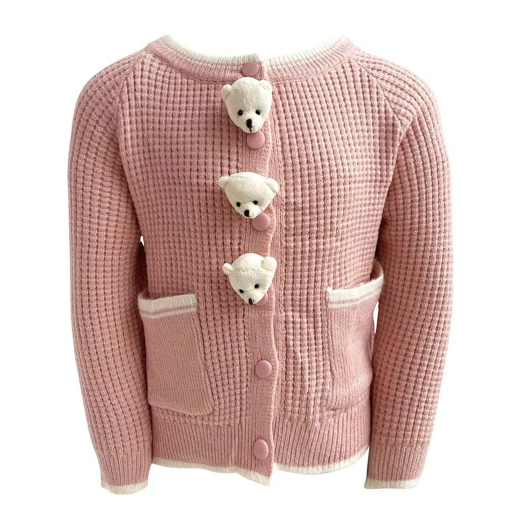 Pink Bear Knit Cardigan