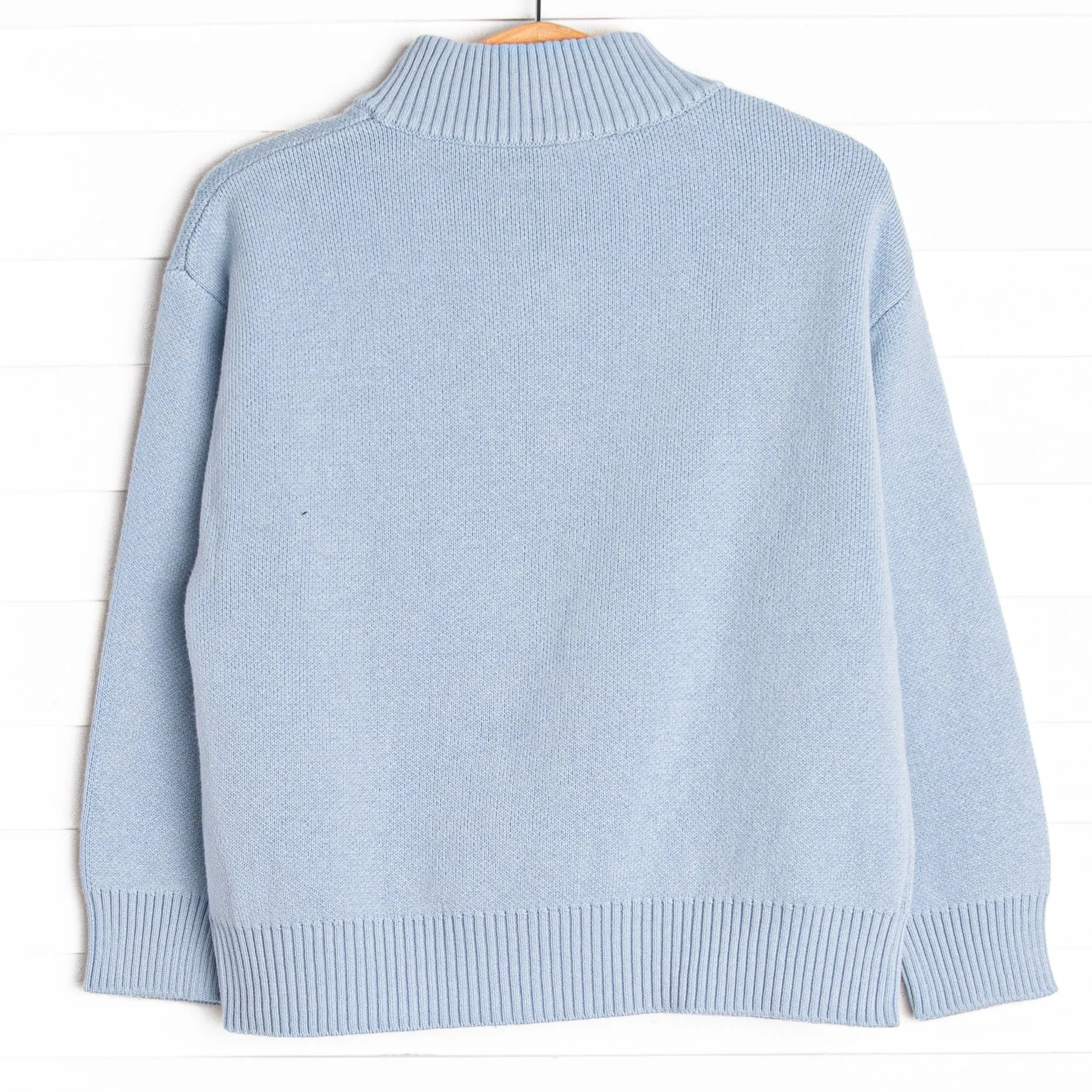 Quarter Zip Knitted Sweater, Blue