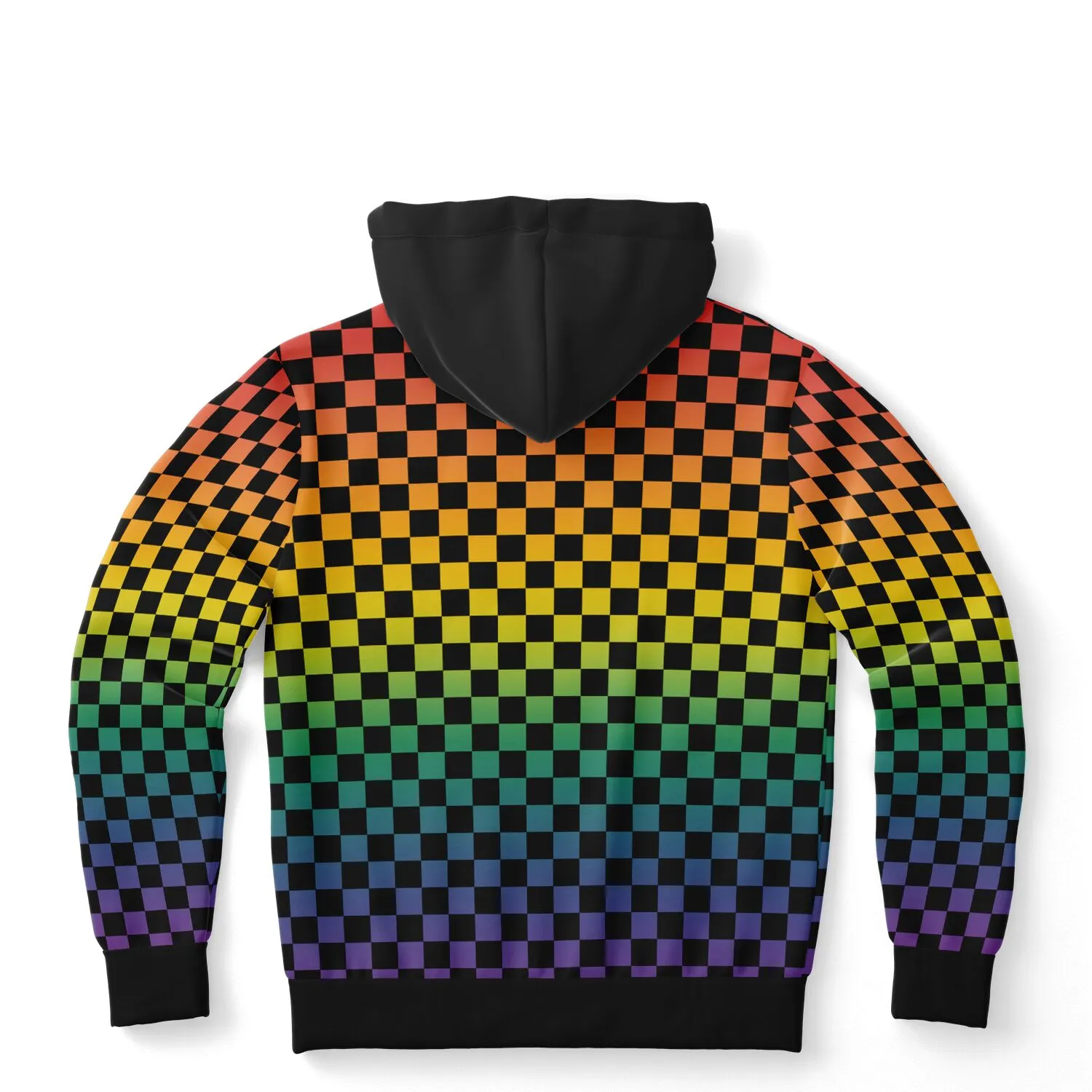 Rainbow Pride Black Contrast Checkered Pullover Hoodie