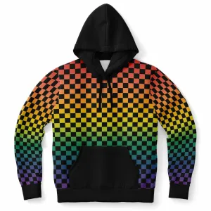 Rainbow Pride Black Contrast Checkered Pullover Hoodie